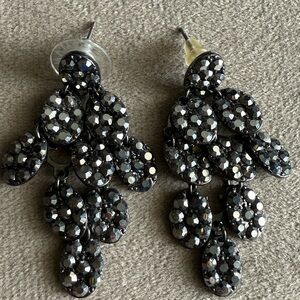 Elegant Black Crystal Drop Earrings